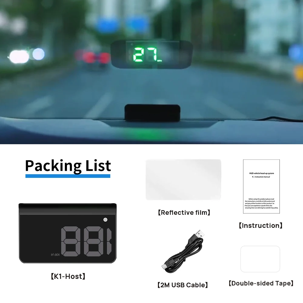 KWHUD HUD Head-up Display Car GPS Digital Speedometer Universal Speed Windshield Projector Plug&Play Auto Electronic Devices image 6