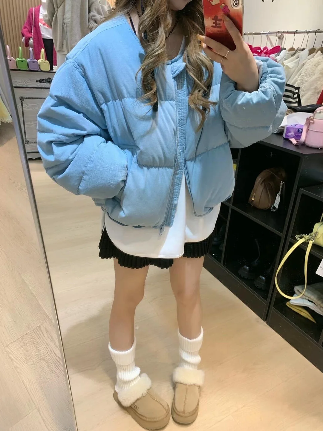 

Модная синяя теплая хлопковая куртка с круглым вырезом, женская свободная повседневная утепленная верхняя одежда в корейском стиле, новинка зимнего сезона