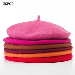 USPOP  Pink Purple Color Series Berets Women Wool Beret