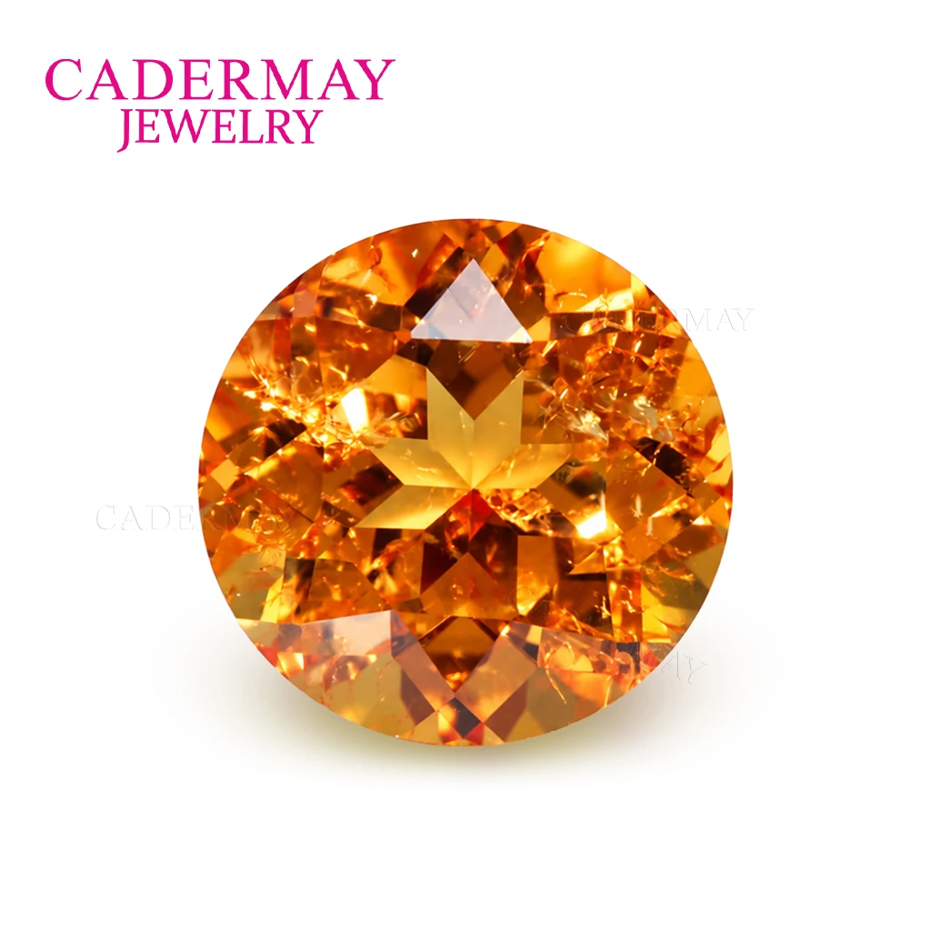 Cadermay Round Shape Lab-Grown Fanta Orange Sapphire With Natural-Looking Cotton Inclusion Loose Gemstone for Jewelry Making