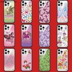 Wildflower 3D Butterfly Mushroom Elf Phone Case for iPhone 16 15 14 13 12 17 Pro Max Plus Air 15pro WF Metal Logo Cover Funda