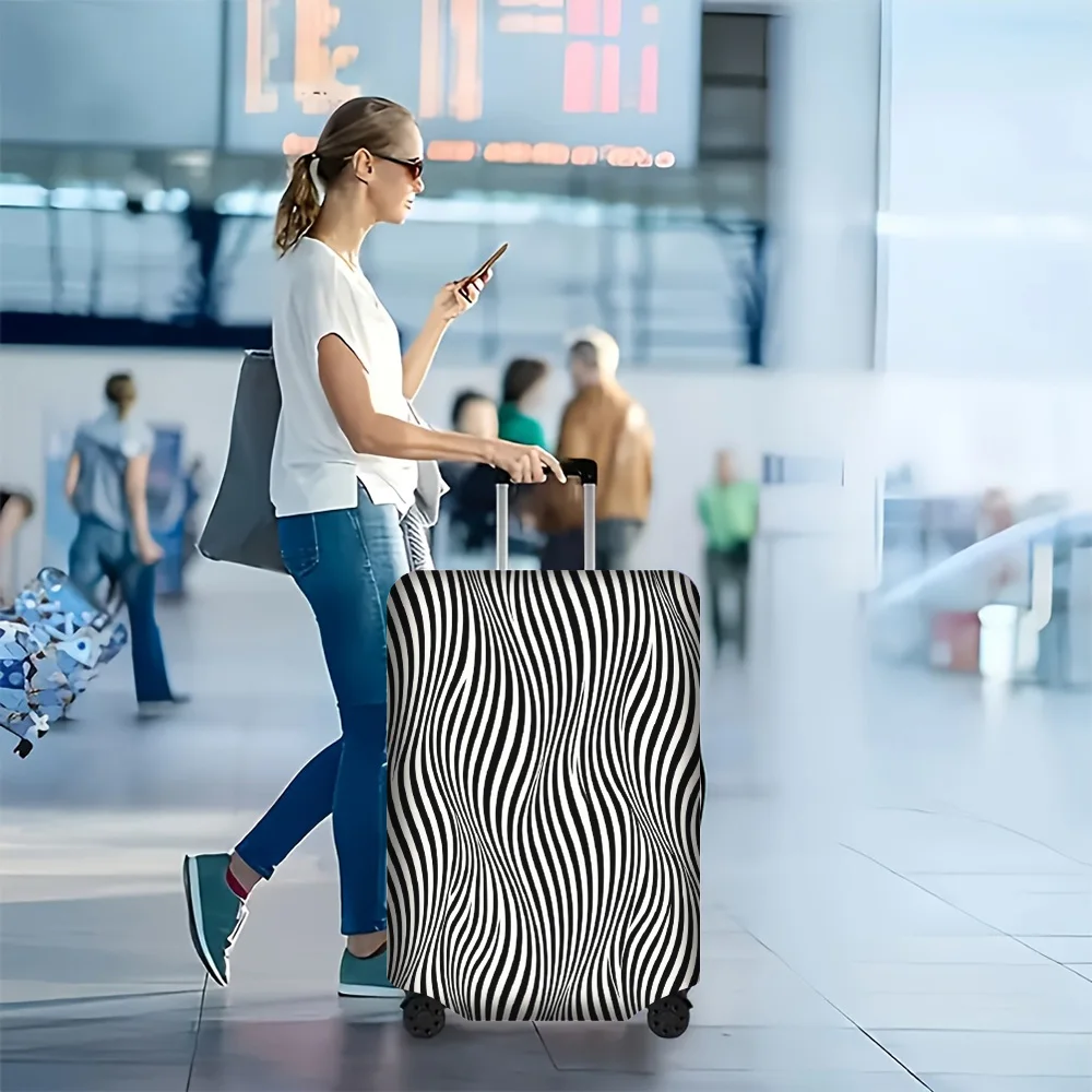 

1PC zebra print luggage cover for 18 – 32 inch luggage; dust and elastic travel accessories to effectively protect your lugga