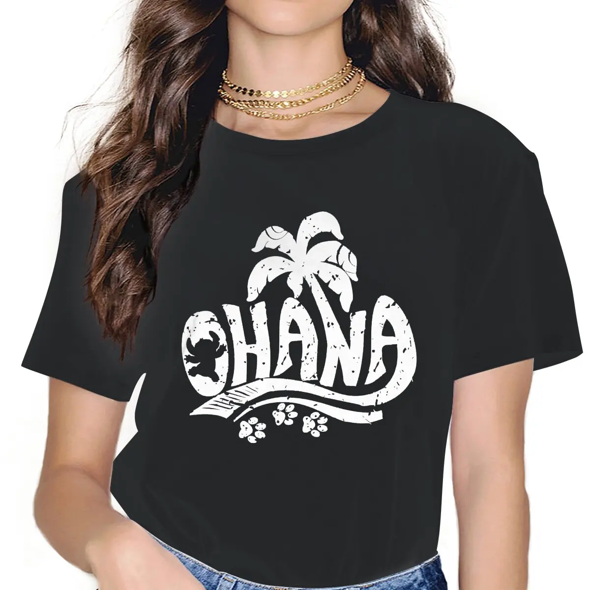 

Ohana Essential Women's T Shirt Beach Summer Sea Humorous Tees Short Sleeve O Neck T-Shirts Cotton New Arrival Clothes