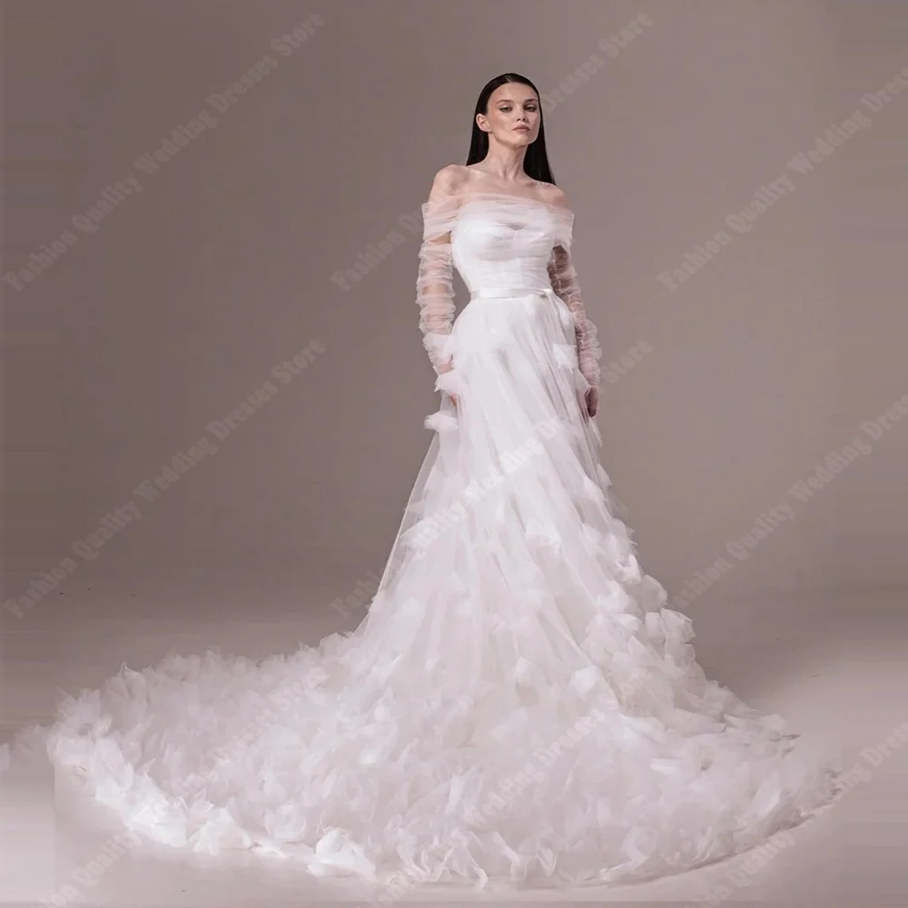 

2026 Customized Tulle Women Evening Dresses Off The Shoulder Delicate A-Line Wedding Dress Engagement Banquet Bespoke Occasion
