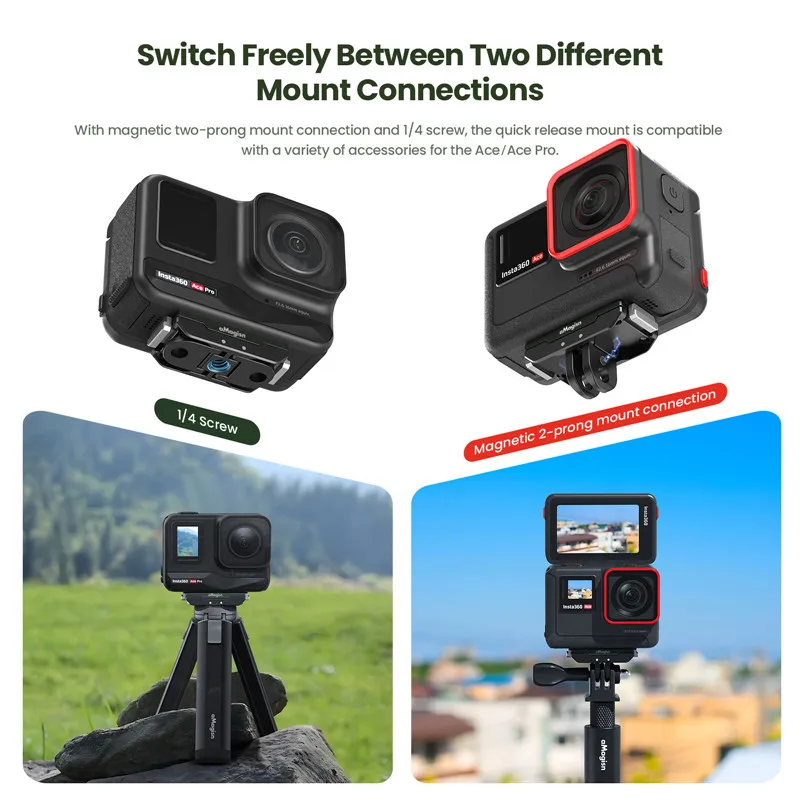 حامل محول قاعدة مغناطيسي سريع التحرير ، قوس معدني ، ملحقات الكاميرا الرياضية ، مناسب لـ Insta360 Ace Pro