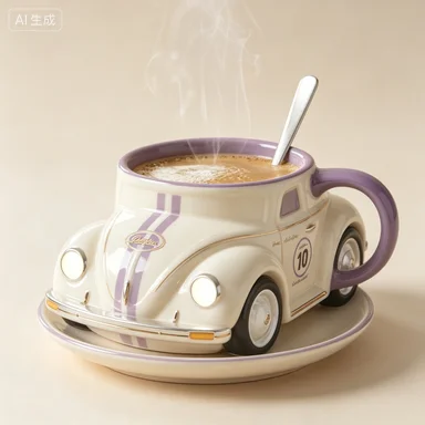 Handgefertigte Kaffeetasse in Käferform Neuartiges Auto-Design Kreatives Geschenk für Käfer-Liebhaber Einzigartige Handgemachte Keramik-Kaffeetasse