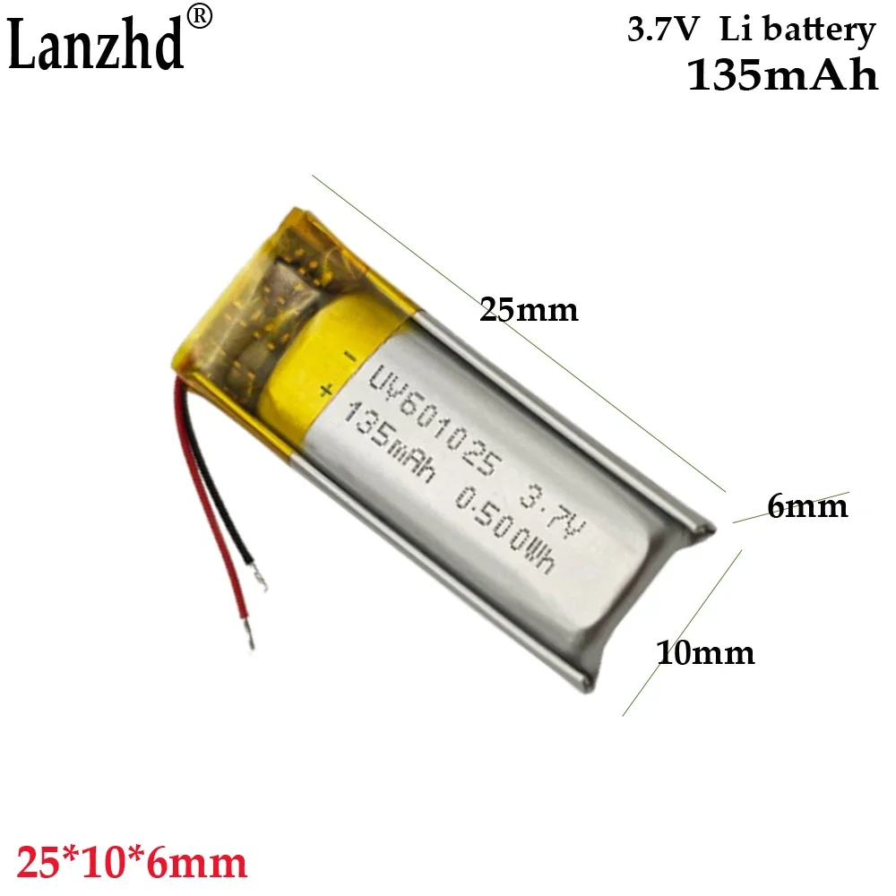 

1-20pcs new 3.7V polymer battery For Children's smartwatch Bluetooth headset Breast pump handheld fan battery 601025