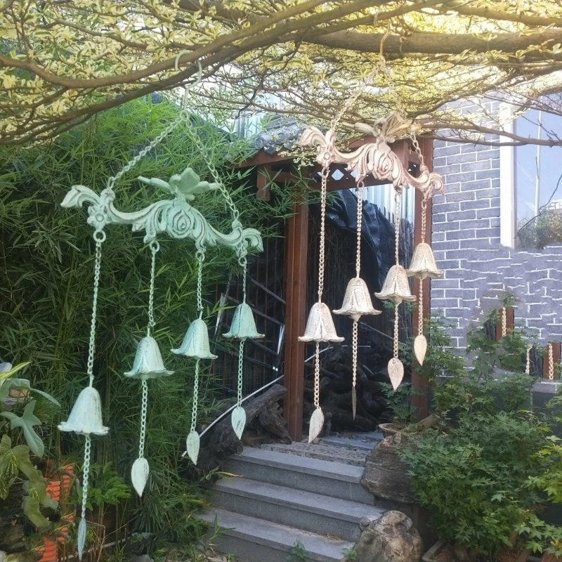 Vintage Cast Iron Flowers Butterfly Bells Courtyard Gardens Balconies Terraces Cafes Bar Decorations Wind Chimes