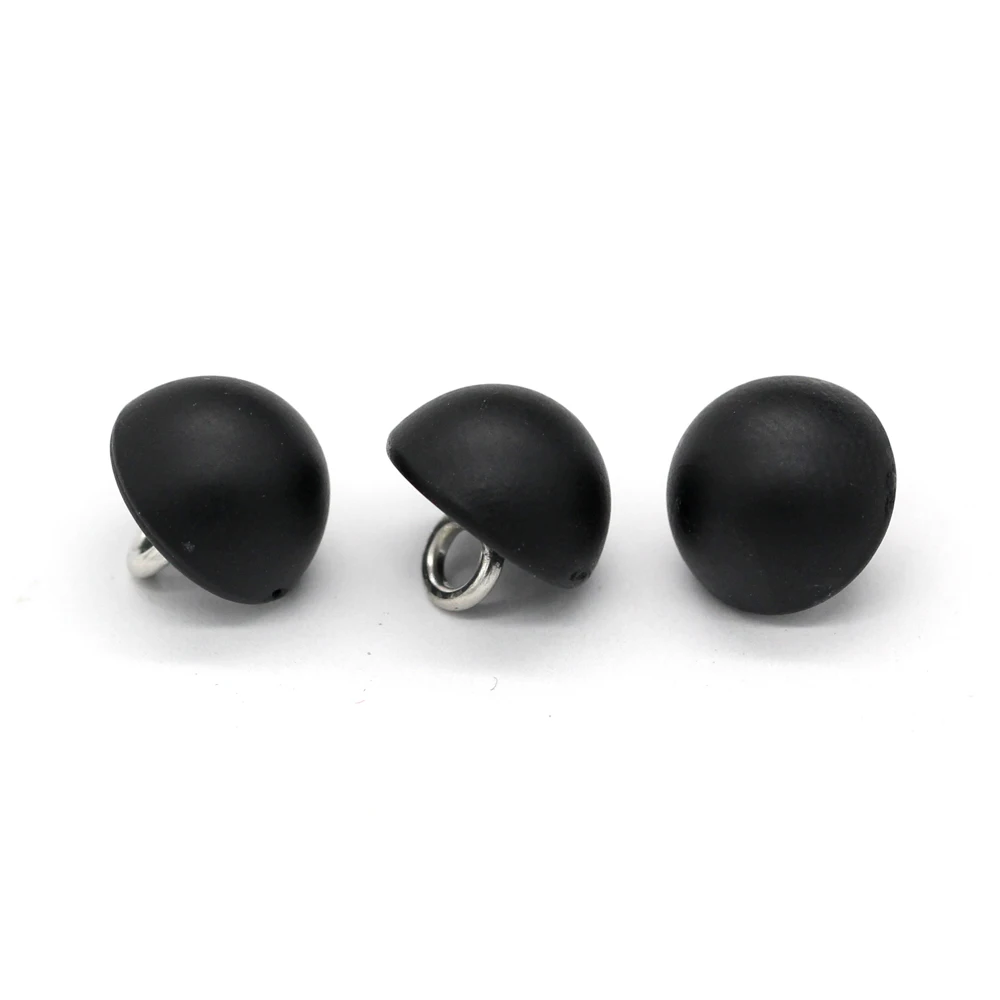 EQUBO 20Pcs 10mm Semi-circle Black Pearl Buttons for Clothes Shirt Blouse Silk Skirts Handmade Decorations