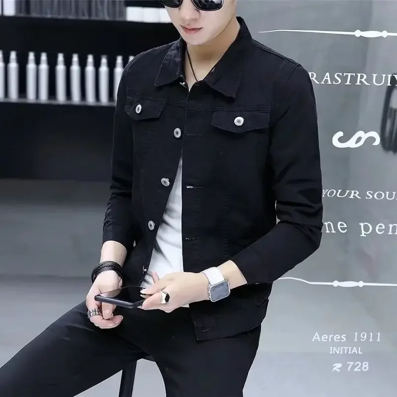 Men\'s Denim Jacket Red Korea Male Jean Coats Slim Fit Low Cost Fast Delvery Big Size Lxury in Lowest Price Branded Menswear Worn