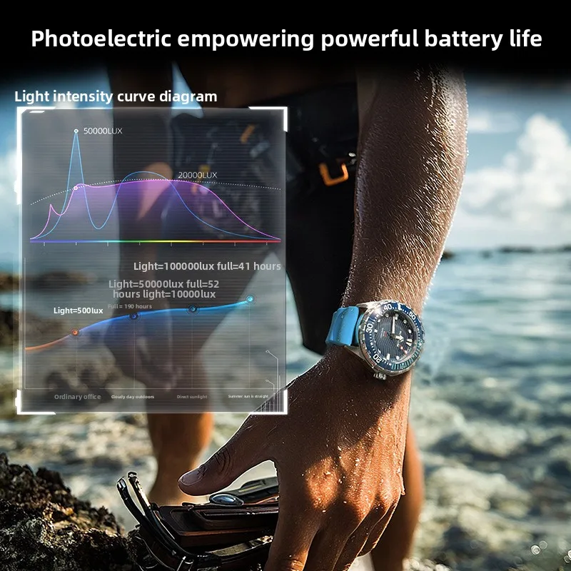 NORTH EDGE Stainless Steel Diving Watch Solar Light Driven Quartz Watch Outdoor Waterproof Long Battery Life 2025
