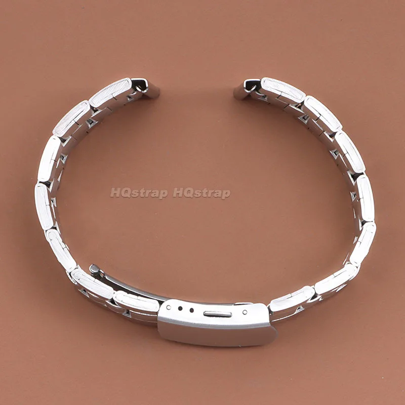 스테인레스 스틸 밴드 12mm 14mm 16mm 18mm 20mm 22mm 24mm 유니버설 시계 스트랩 금속 세 구슬 팔찌 접는 걸쇠 팔찌