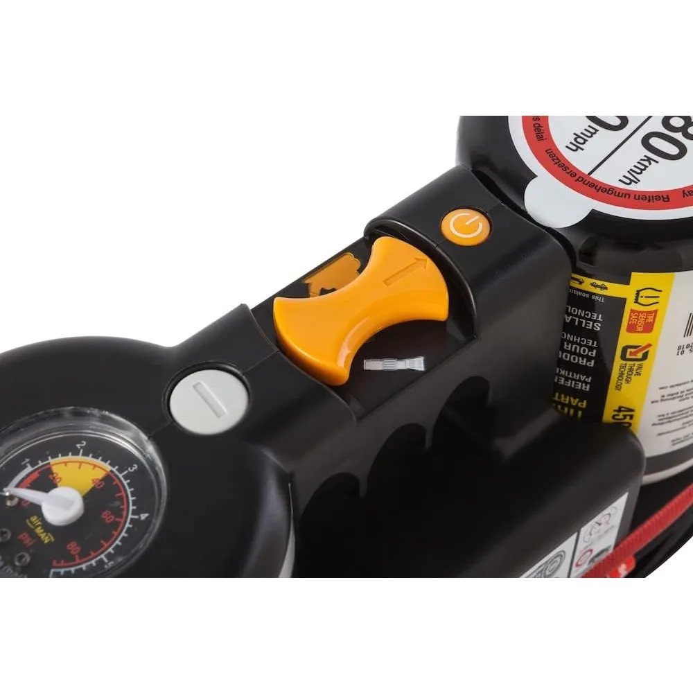 휴대용 12V 타이어 공기 주입기 키트 (LED 라이트 및 친환경 실란트 포함, 비상 타이어 수리용)