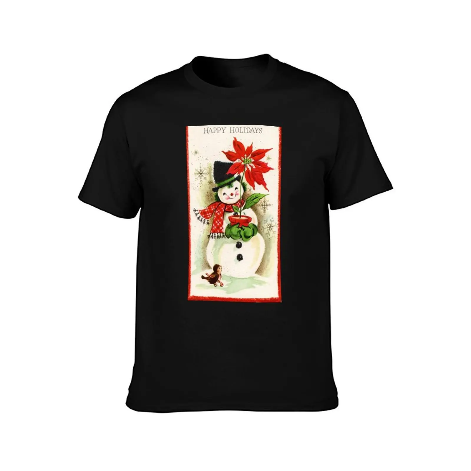 Snowman and Poinsettia T-Shirt Luxury man tees topping mens graphic t-shirts big and tall