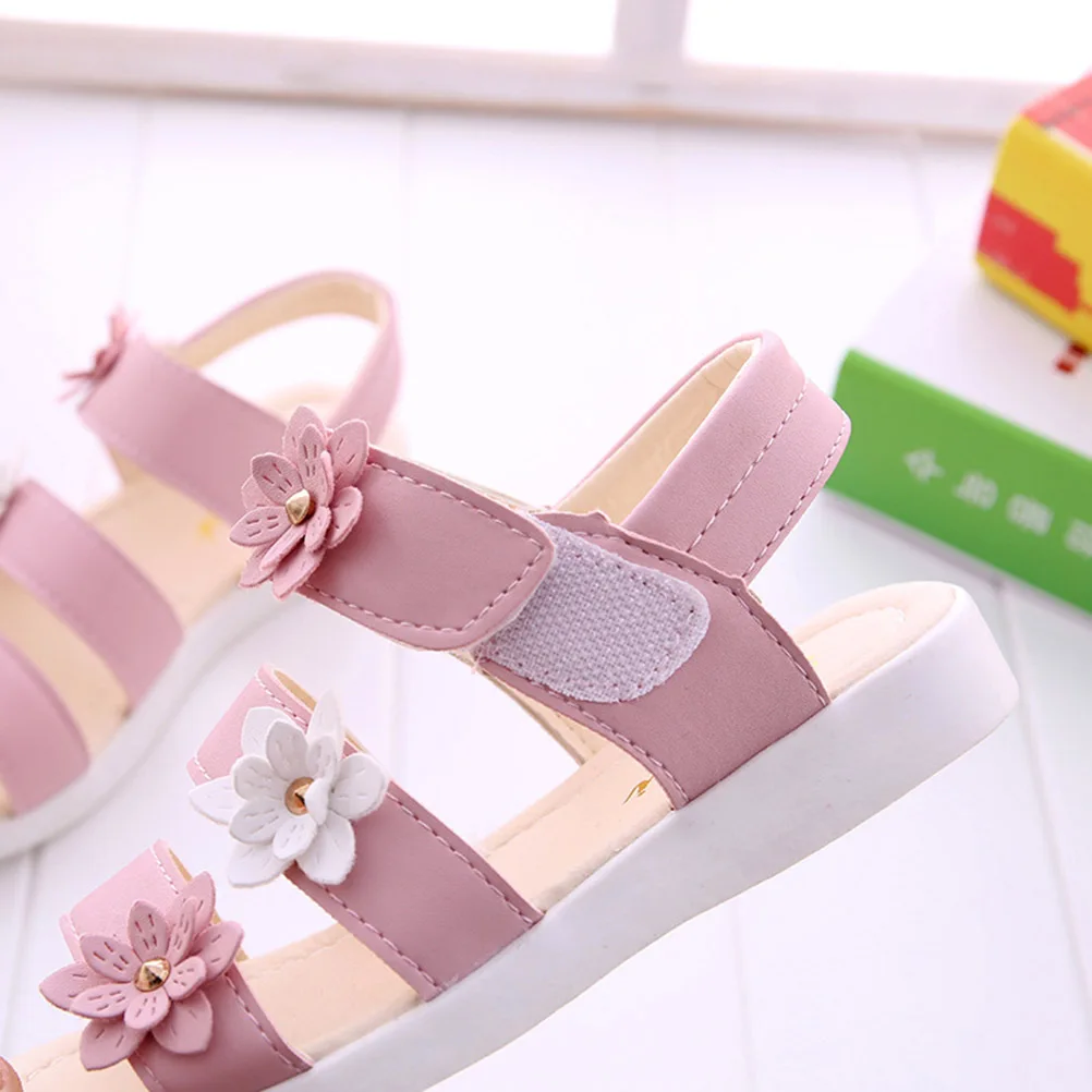 

Girls Flower Sandals Pink Size 29 Breathable PU Summer Shoes Comfortable Kids Party Girls Sandals Girl Shoes