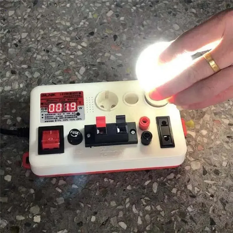 A03F-LED Light Voltage Power Tester Checkerboard Lamp Test Box LED Fast Lamp Tester With Display EU Plug