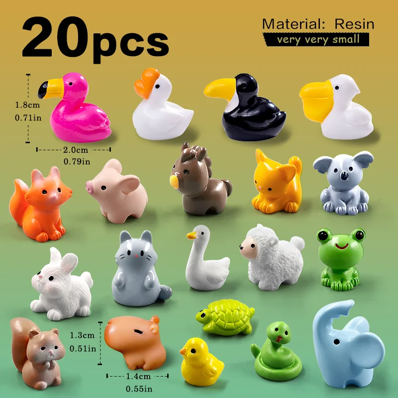 20Pcs Easter Rabbit Christmas Old Man Fox Horse Sheep Cat Frog Squirrel Figurine Miniature Fairy Garden Decoration Accessories