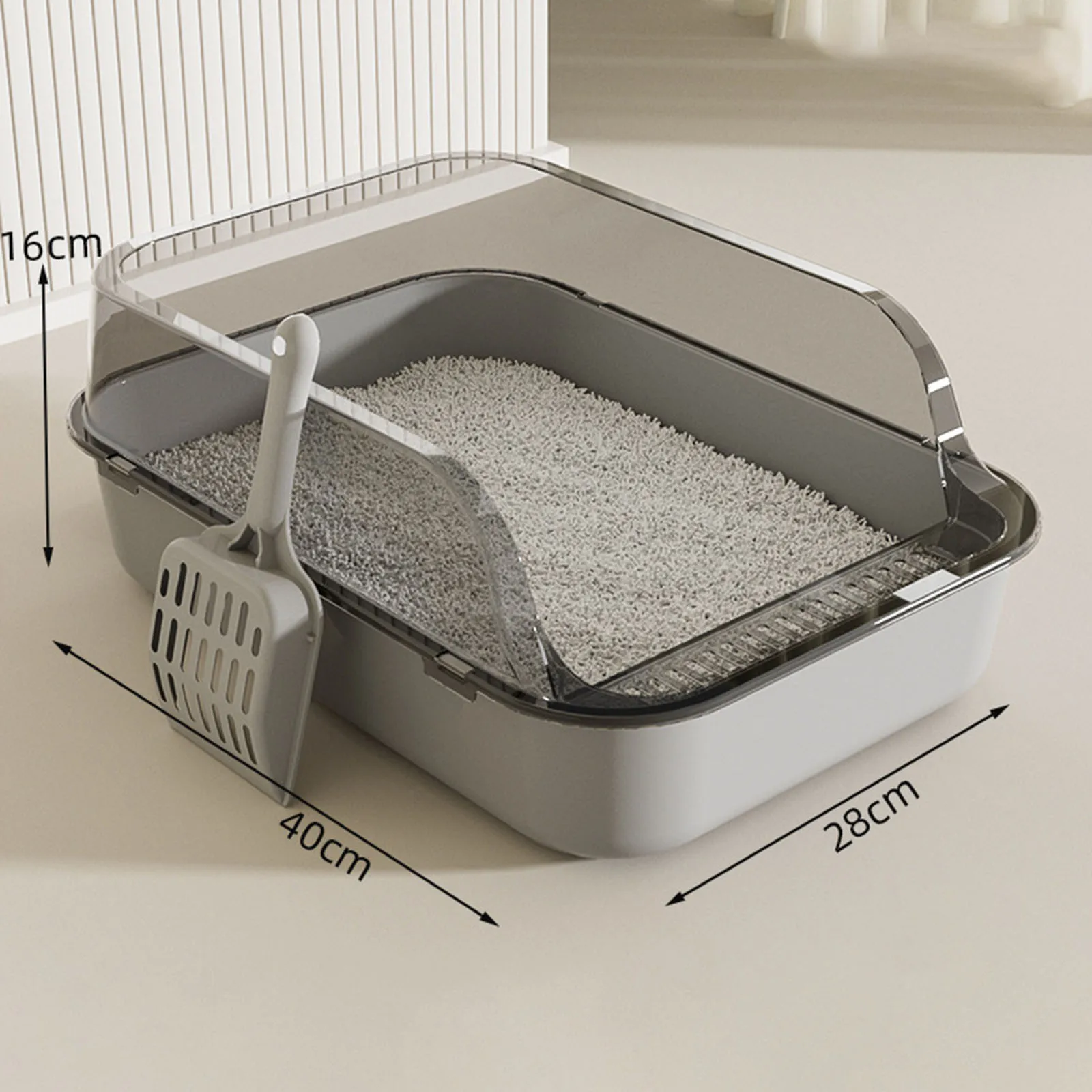 Cat Litter Box Kitten Potty Toilet for Small Medium Large Cats Small Animals Semi Enclosed Cat Litter Box with Added Frame