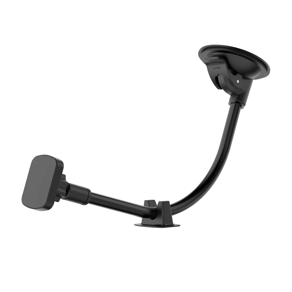 Magnetische Autotelefonhalterung mit langem Arm und Saugnapfbasis für Windschutzscheibe und Armaturenbrett, geeignet für Fahrnavigations- und tägliche Pendelzwecke.