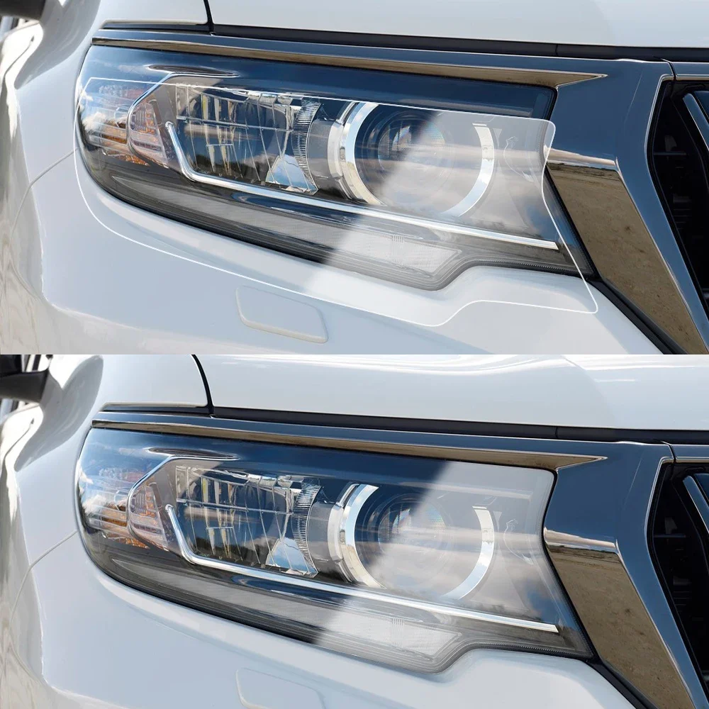 Smoke Black High-Gloss Car Headlight Film For Toyota Land Cruiser Prado J250 LC250 J150  Pre Cut TPU PPF Anti-Scratch Vinyl Film