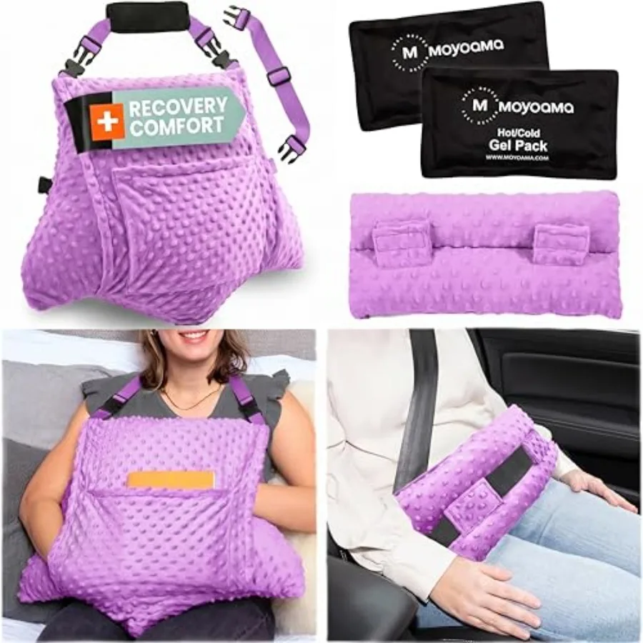

4 Pc Hysterectomy Pillow Set Incl Seatbelt Cushion and 2 Gel Packs for Soothing Relief After Hysterectomy Recovery Must-Haves,
