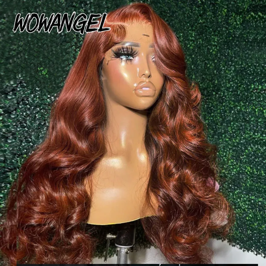 Pre Cut Lace 30inch Reddish Brown Colored Wigs 13X6 HD Lace Front Human Hair Wigs Body Wave Real HD Transparent Lace Frontal Wig
