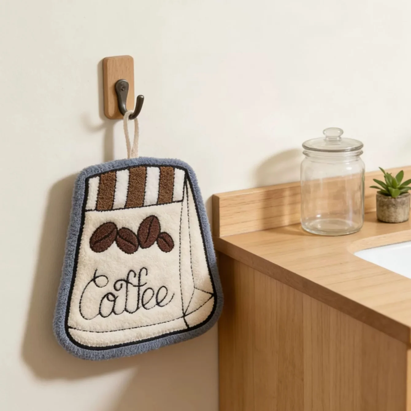 Das ultraleichte Kaffeehandtuch kann aufgehängt werden. Schnelltrocknende Handtücher für Küche und Bad, Valentinstagsgeschenke, Mitarbeitergeschenke – Detail 5