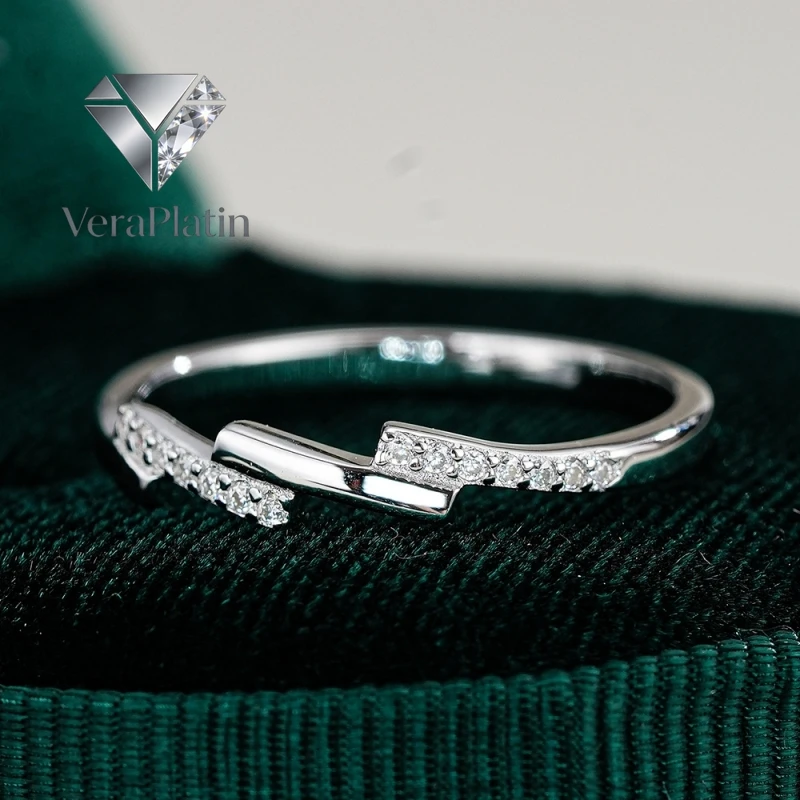 

VeraPlatin Lover Valentine's Day 18K White Gold Women Wedding Band 0.35CT Moissanite Diamond Girl Birthday Gift PT950 Rings Part