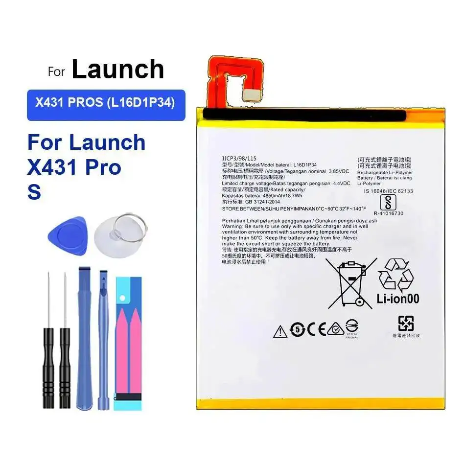 

High-Efficiency For Launch X431 Pro S Pros L16D1P34 Tablet Battery 4850Mah