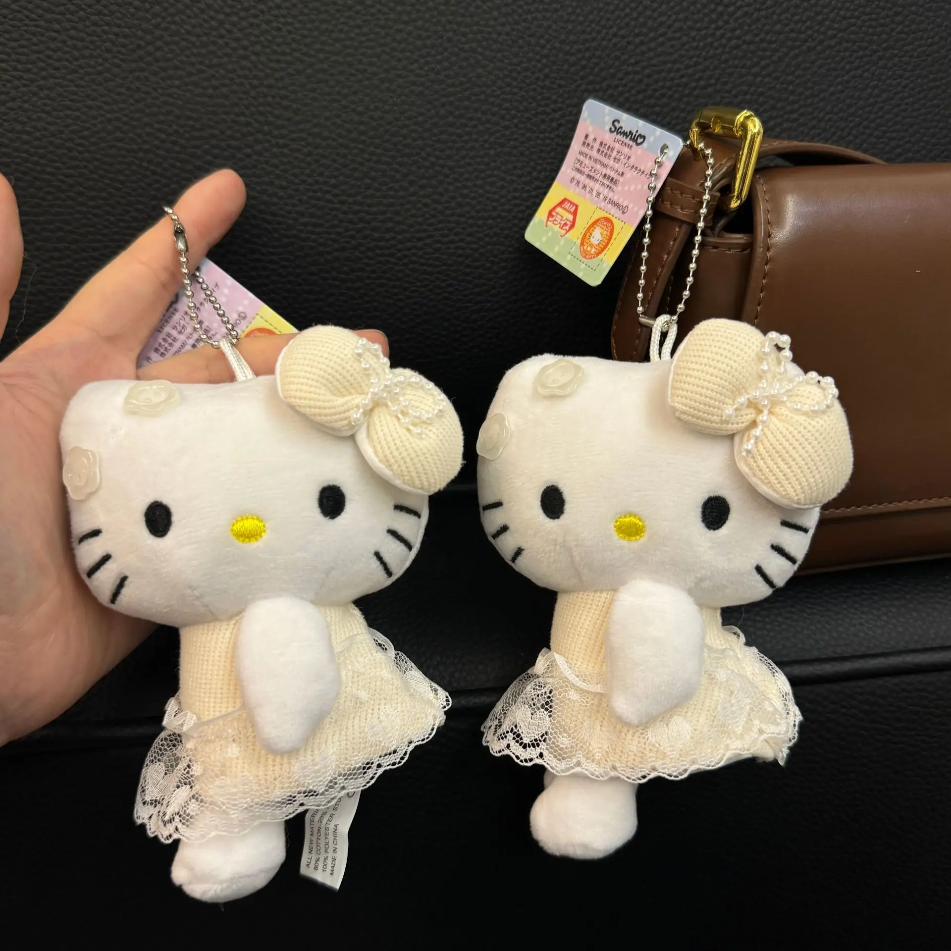 

Hello Kitty Doll Keychain KT Plush Stuffed Toys Pendant Keyring Kawaii Girls Plushie Women Car Keychains Kids Gifts