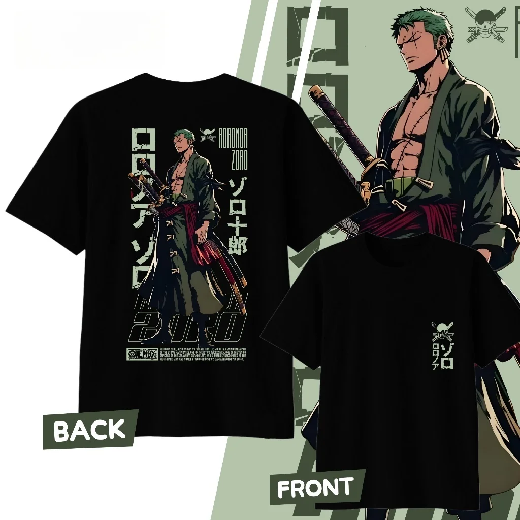 Anime One Piece Roronoa Zoro Baumwoll-T-Shirt mit Aufdruck, Herren- und Damen-T-Shirt, Herren-Top, Sport-T-Shirt, 2026 Sommer Neues T-Shirt