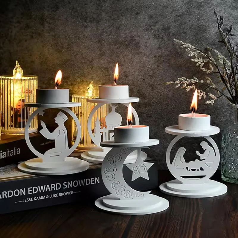 

3pcs/set Candlestick Silicone Mold Star Moon Castle Prayer DIY Craft Eid Mubarak 3D Ornament Ramadan Muslim Desktop Decoration