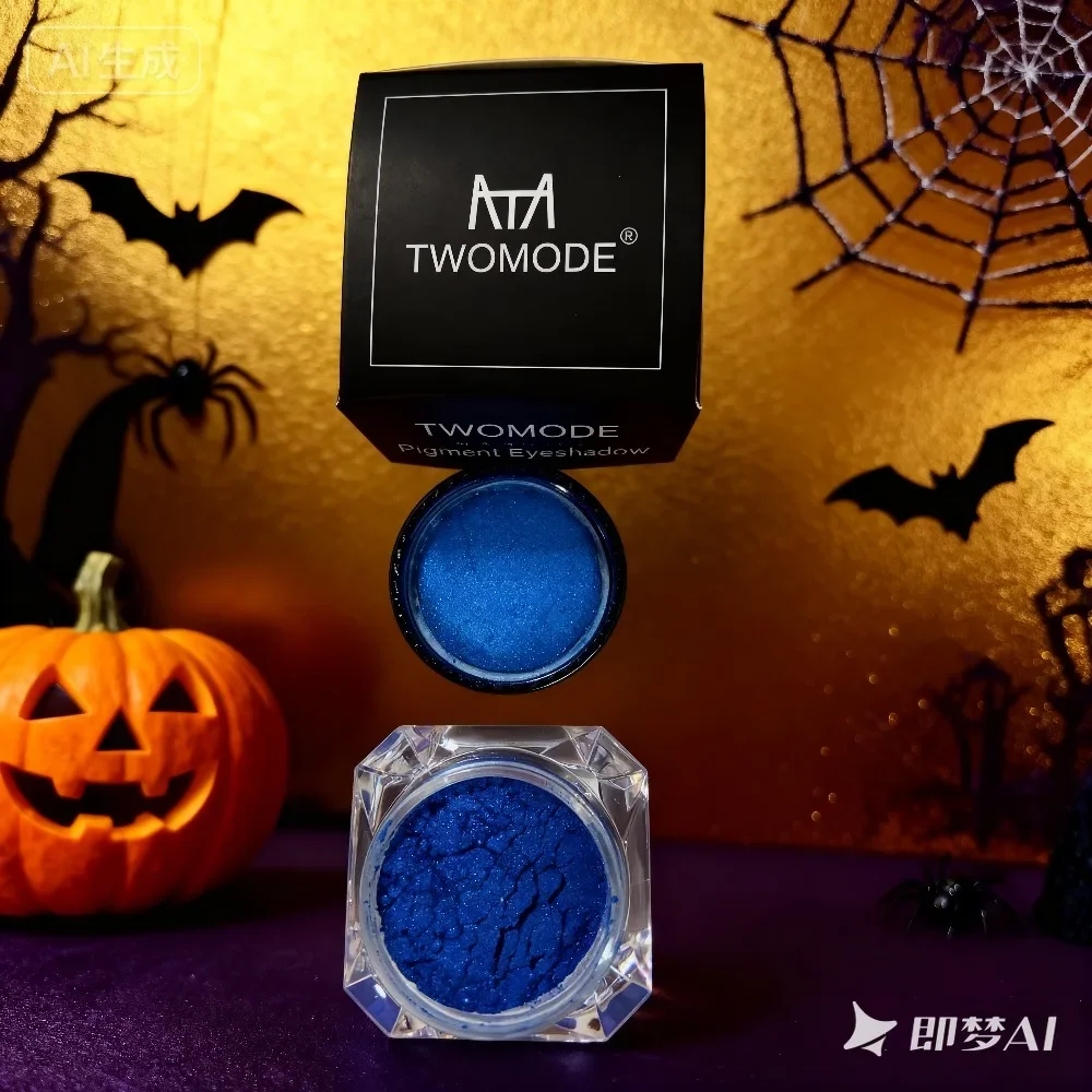 TWOMODESingle Color DARK Blue Eyeshadow Powder, High Pigmentation Smudgeproof Blend Essential Eye Makeup for Halloween Party, 3G