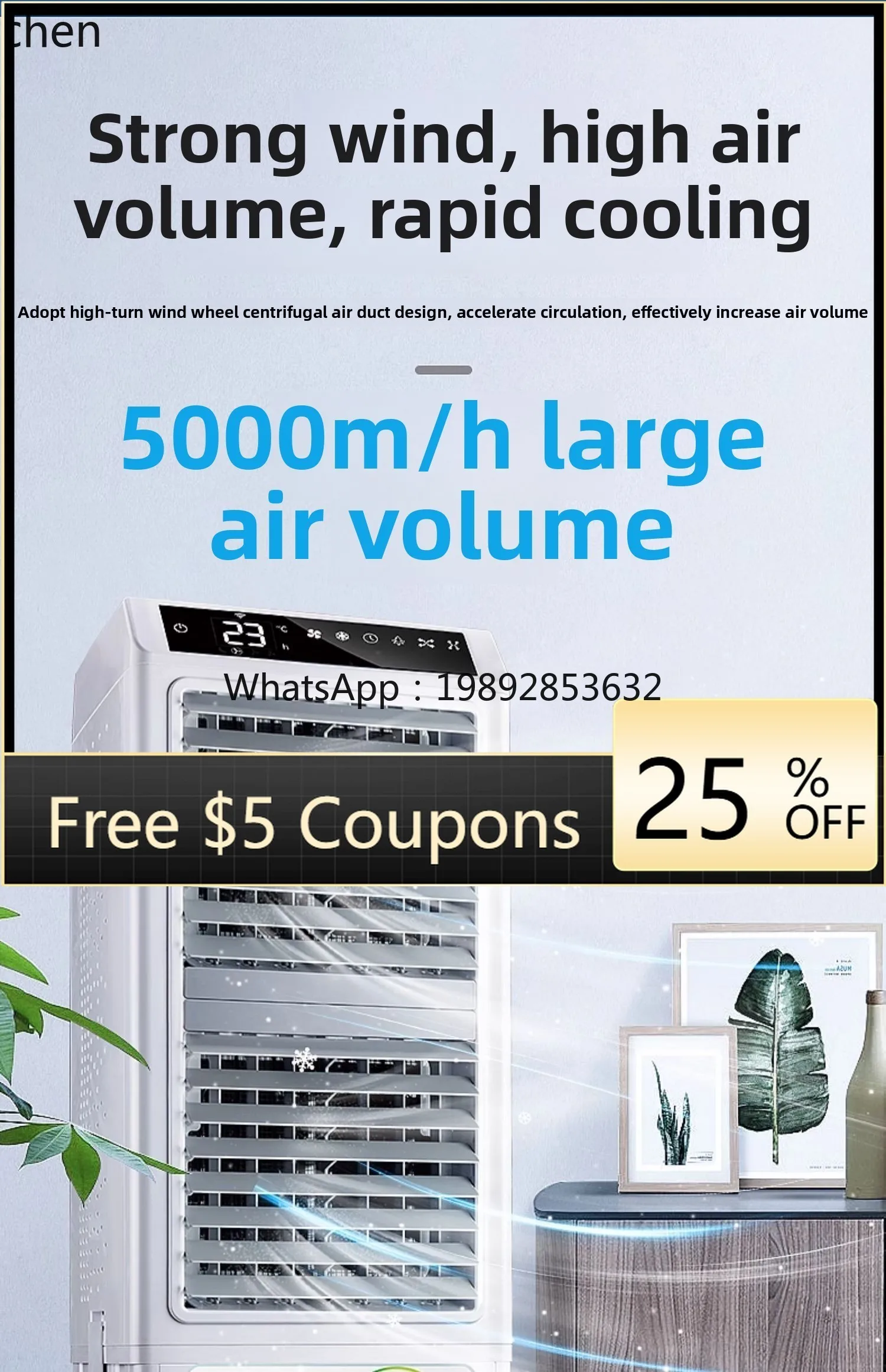 

ZML Cooler Commercial Refrigeration Mobile Water Cooling Fan Outdoor Cooling Air Conditioning Fan Household