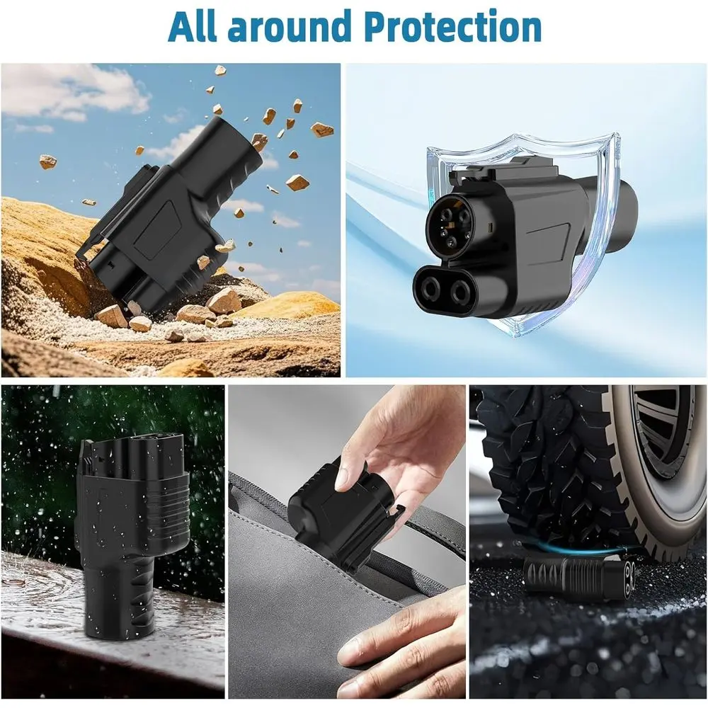 محول NACS إلى CCS - محول السيارة الكهربائية Tesla Supercharger (NACS) إلى CCS1، محول شحن سريع 500 أمبير/1000 فولت تيار مستمر NACS إلى CCS1