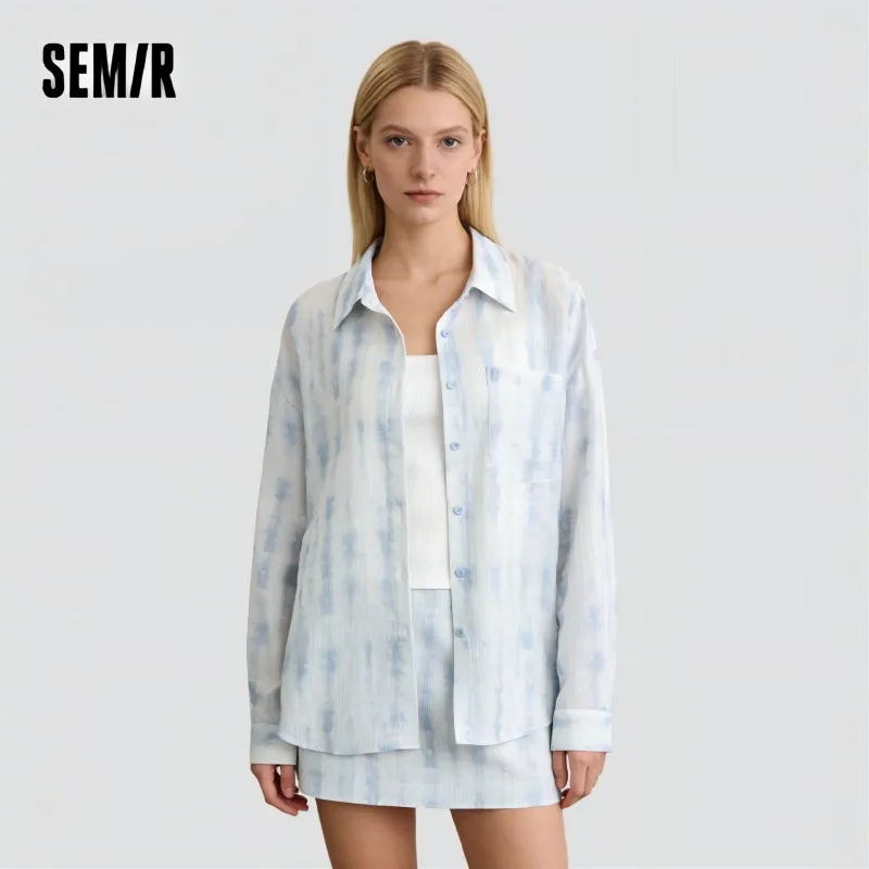 Женский комплект Semir: рубашка и брюки, текстурированный, свободный крой, городской повседневный стиль, мягкий и удобный, для ежедневной носки