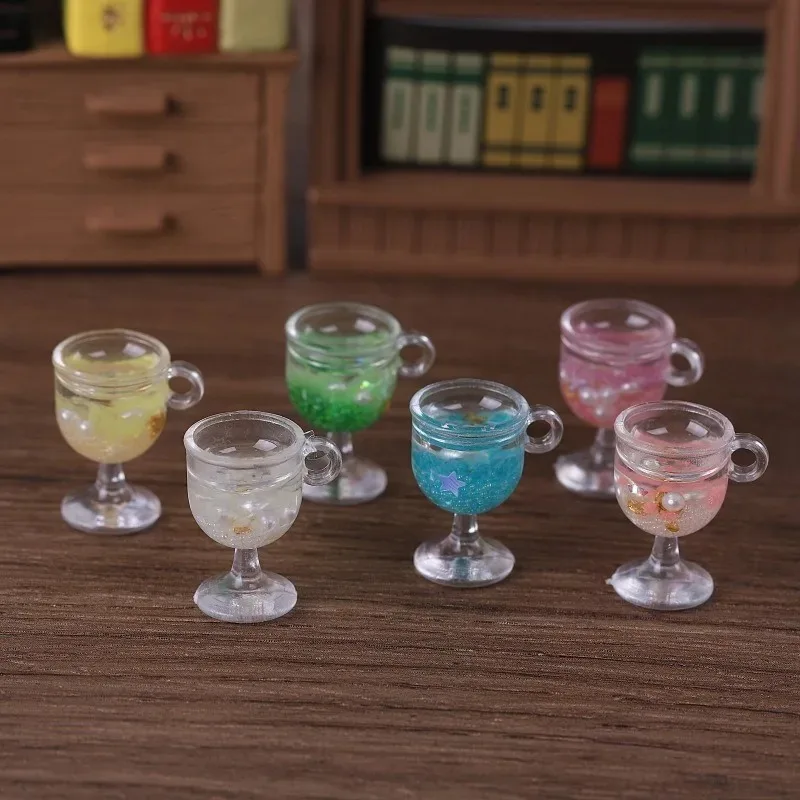 10Pcs Glow In Dark Colored Pearl Wine Glass Resin Charms Luminous Goblet Pendants DIY Jewelry Making Accessories