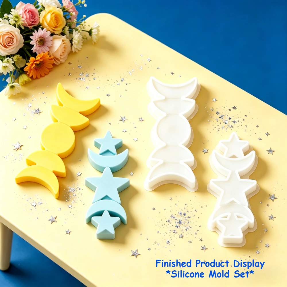 

Star Moon Candle Silicone Mold Set DIY Resin Aromatherapy Gypsum Ornament Craft Mold Home Decoration Children Father's Day Gift