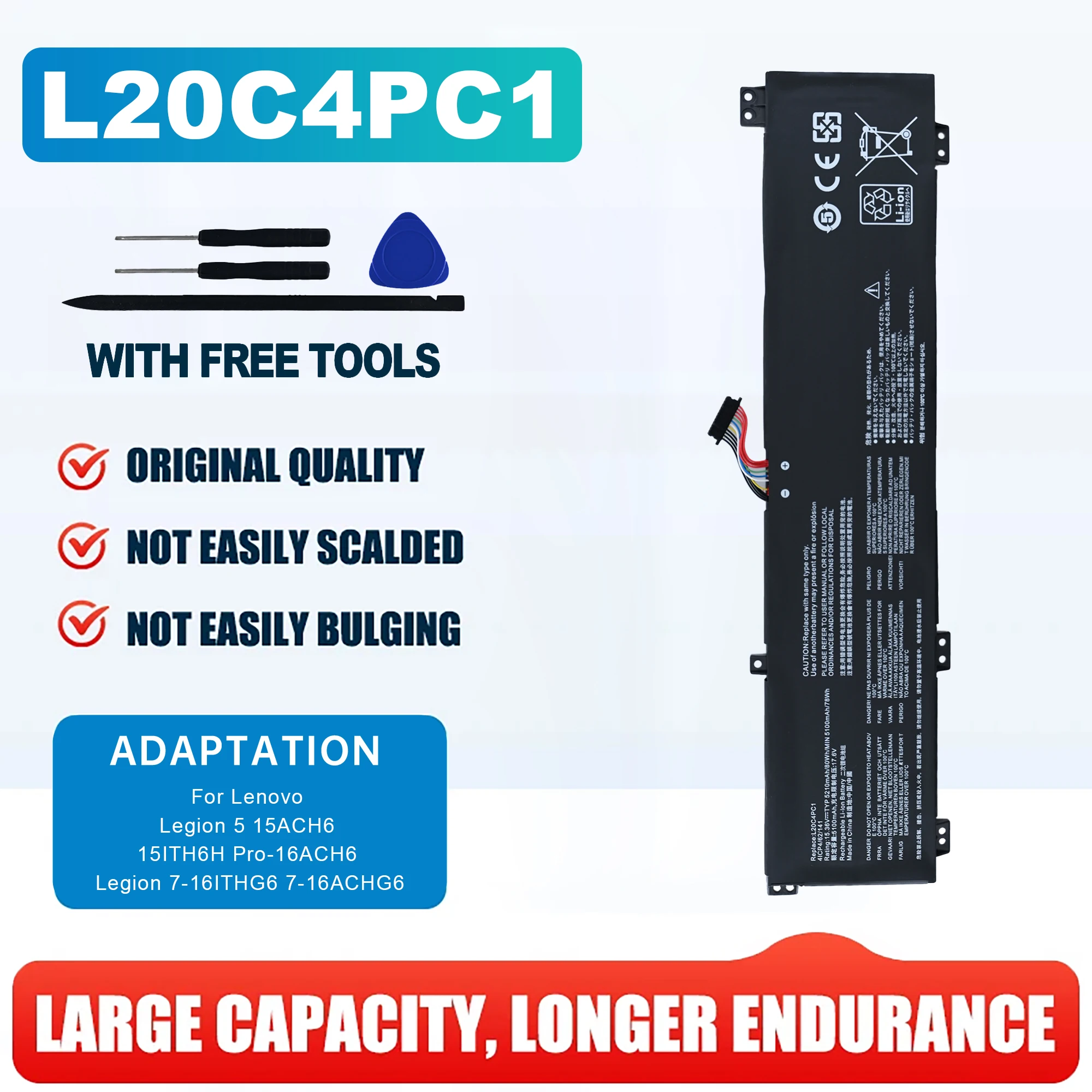 L20C4PC1 L20D4PC1 L20M4PC1 Laptop Battery For Lenovo Legion 5 15ACH6 15ITH6H Pro-16ACH6 Legion 7-16ITHG6 7-16ACHG6