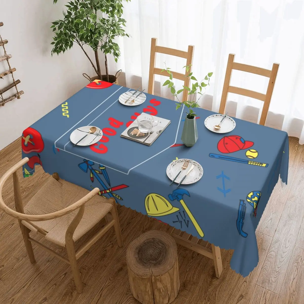 Good Guys Child's Play Chucky Tablecloth Rectangular Waterproof Killer Doll Overalls Table Cover Cloth for Dining Room