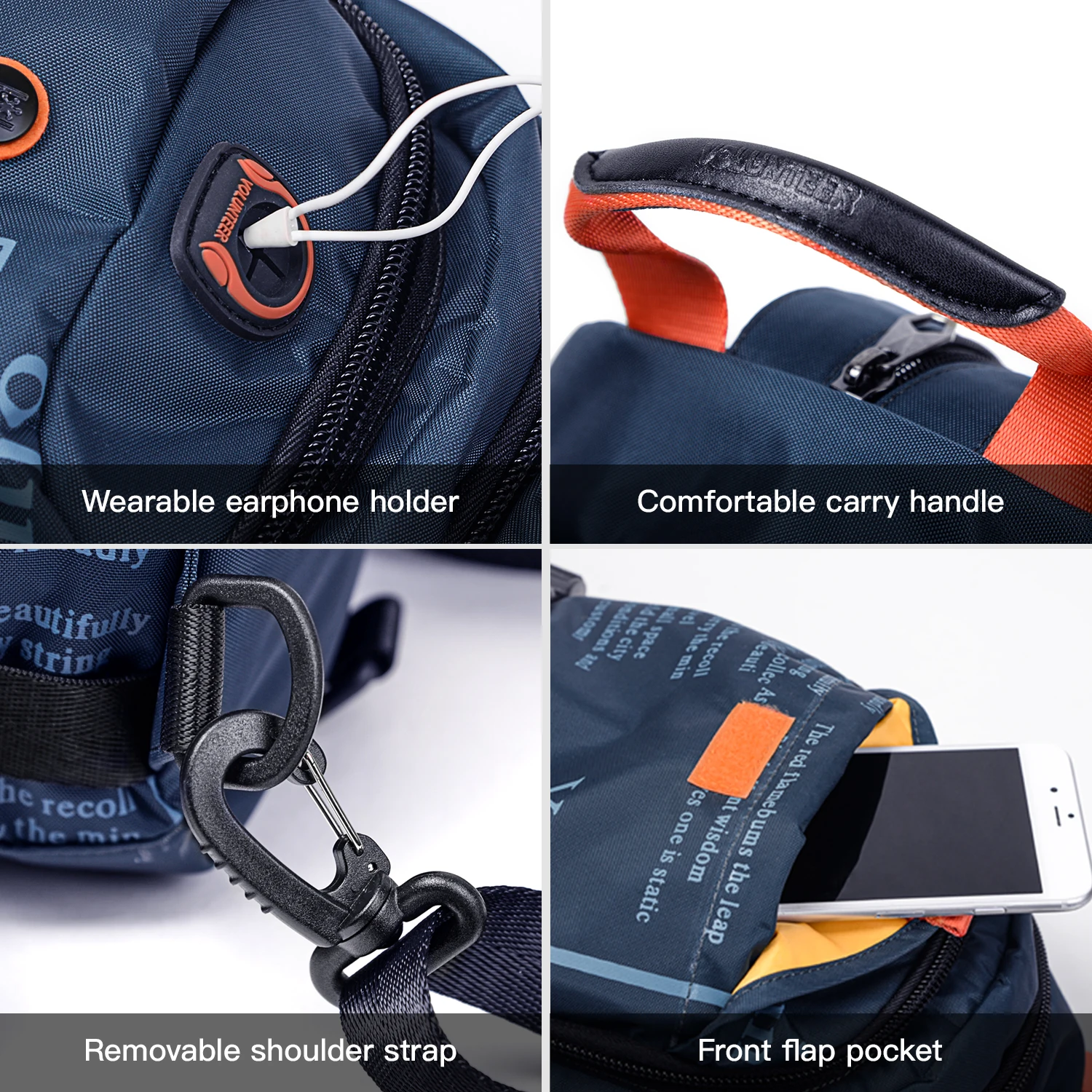 Volunteer Waterproof Backpacks Daypack Men Fashion Travel Sling Crossbody Bags Male Protable Hight Quality Small Bag 1518-22A