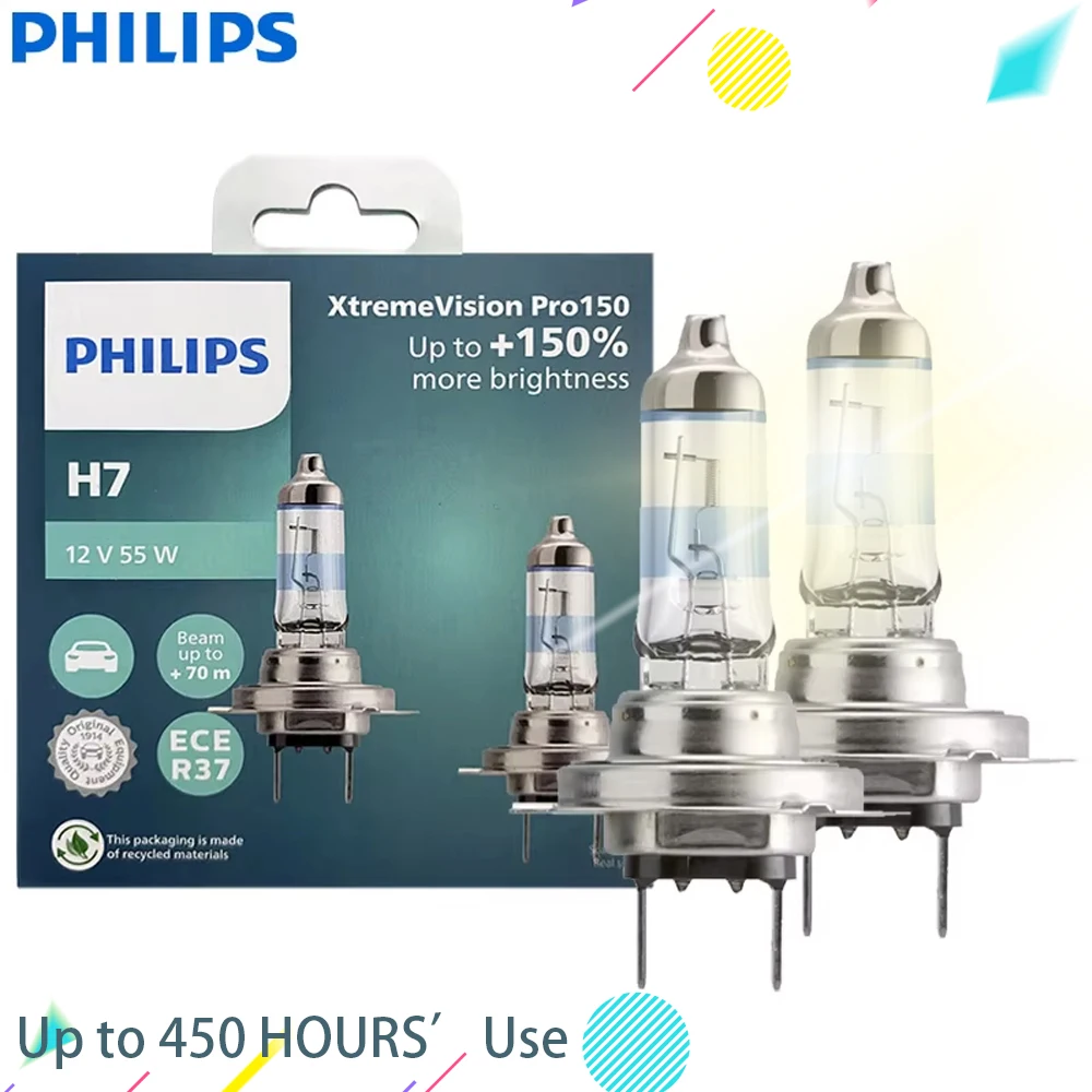 

Philips Car Halogen Headlight H7 X-treme Vision Pro150 12V 55W PX26d 150% More Bright HL Beam ECE Auto Lamps 12972XVPro150,1Pair