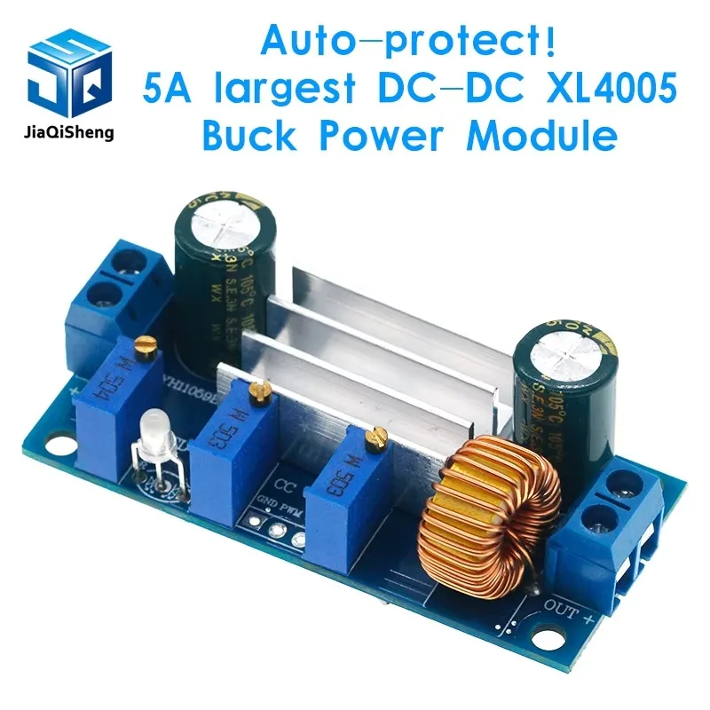 Automatic Protection! 5A Max DC-DC XL4005 Step Down Buck Power Supply Module Adjustable CC/CV Lithium Charge Board for Arduino