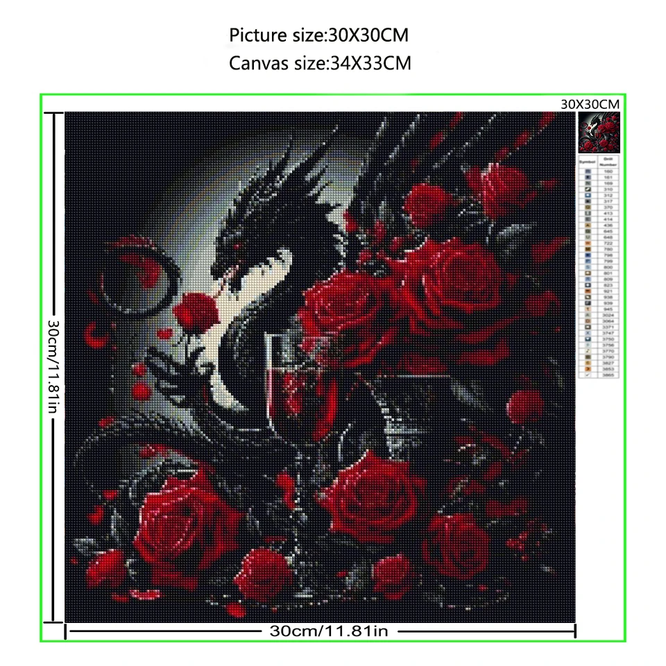 Gothic Dark Art 5D DIY Diamond Painting Dragon Wolf Rose Cross Stitch Kits New 2025 Mosaic Diamond Embroidery For Home Decor