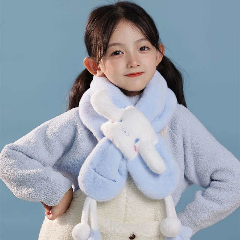 Miniso Cinnamoroll Winter Children Cute Scarf Kid Cartoon Neck Cover Kindergarten Boy Girls NeckWarmer Girl Neckchief Pupil Gift