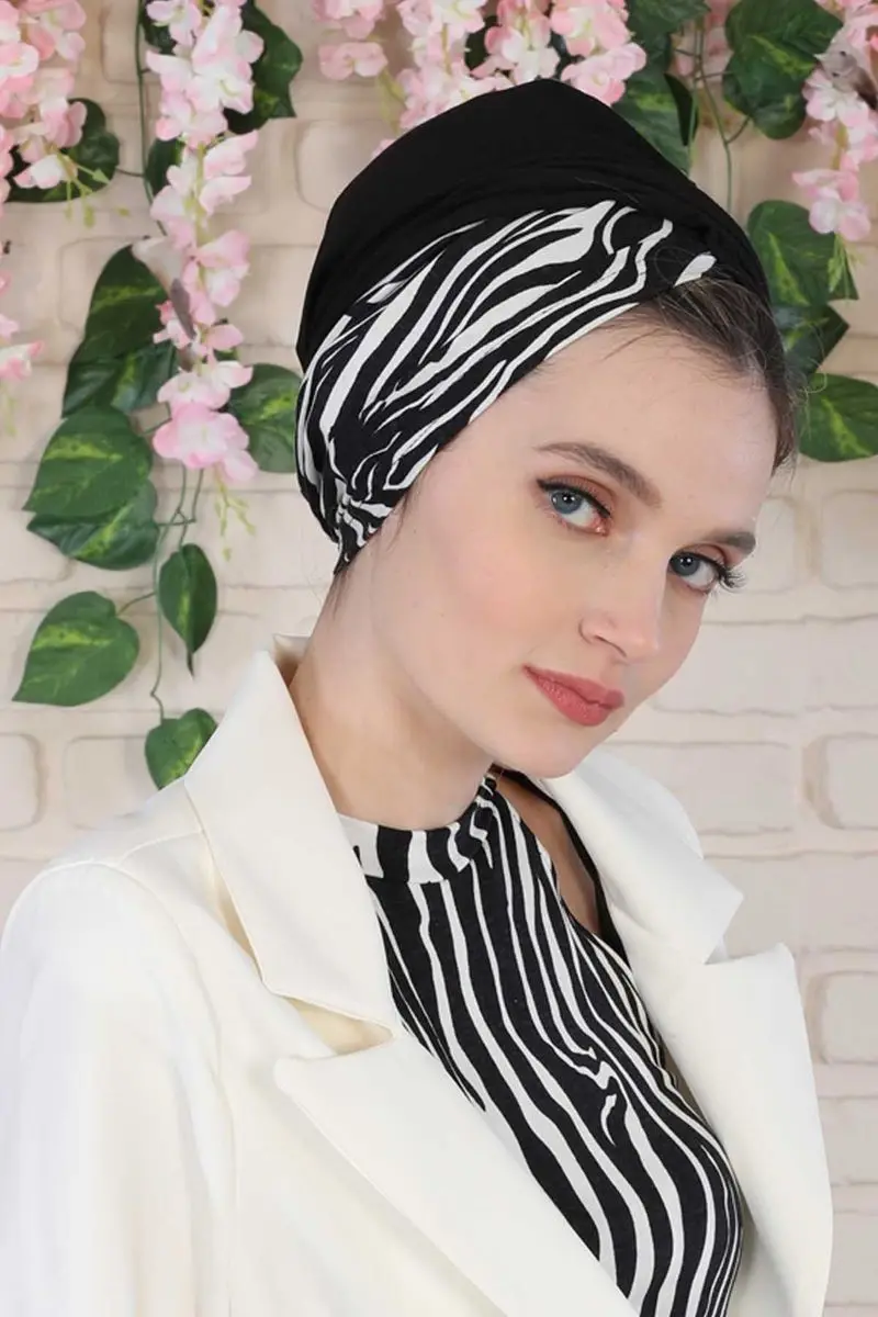 Hijab osso cor sólida e zebra padrão
