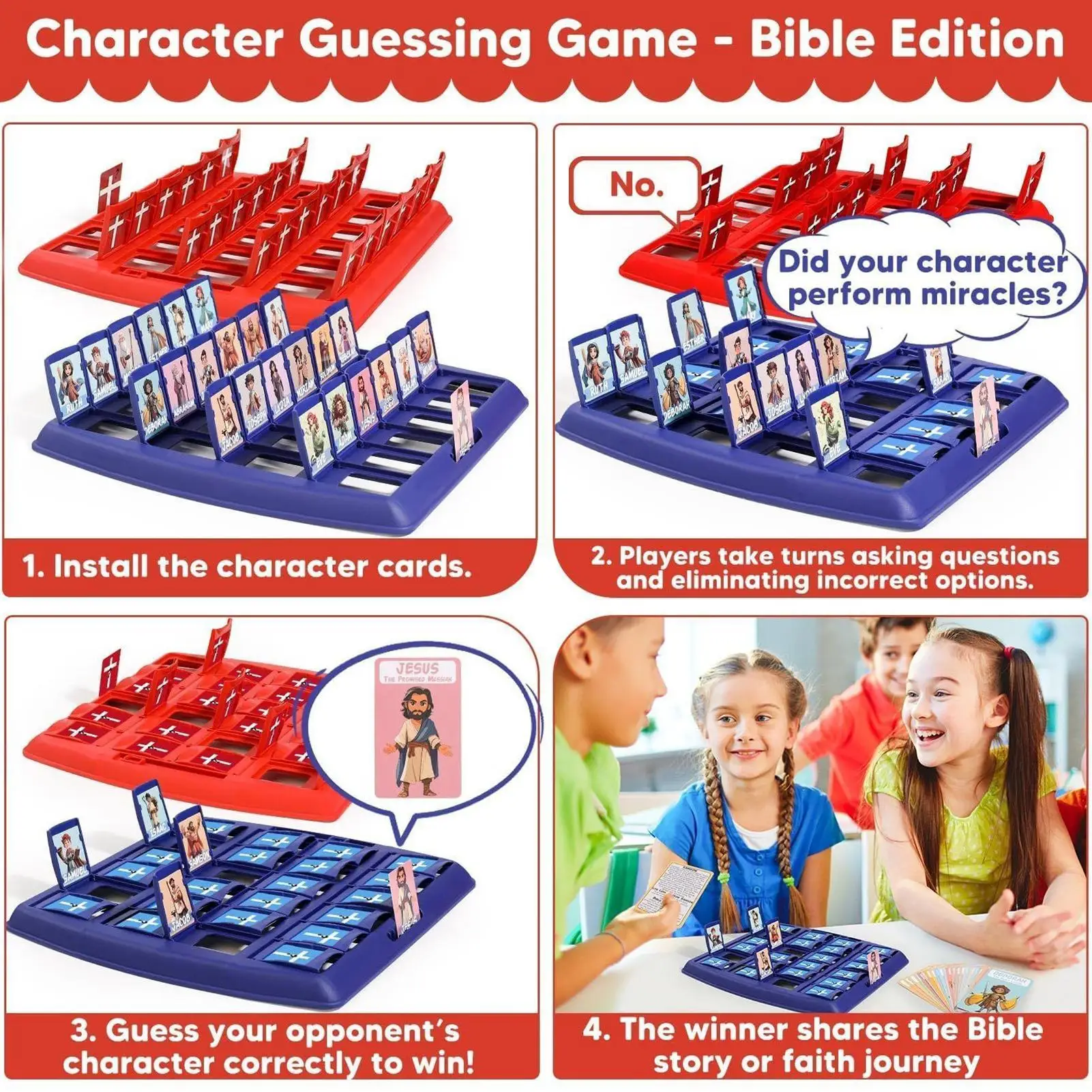 Adivina la Biblia que juego para niños 24 personajes juguetes de viaje divertidos clásicos Guess personajes de la Biblia para oficinas situaciones sociales estrés