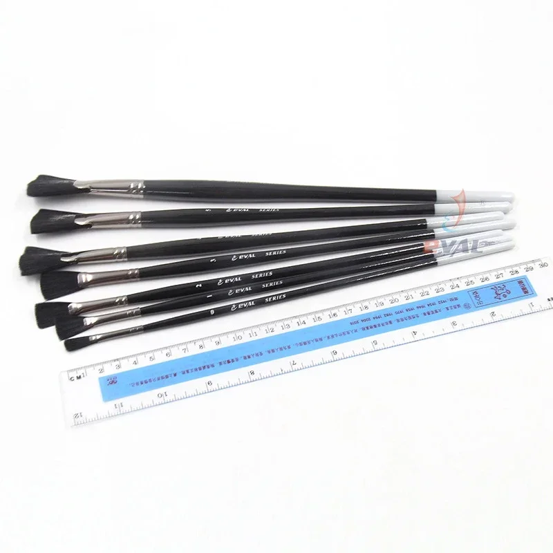 7 Pcs Nylon Hair Fish Tail Fan-shaped Hand Painted Paint Pen Long Birch Rod Oil Painting Acrylic Artist's Paint Brush Art Set