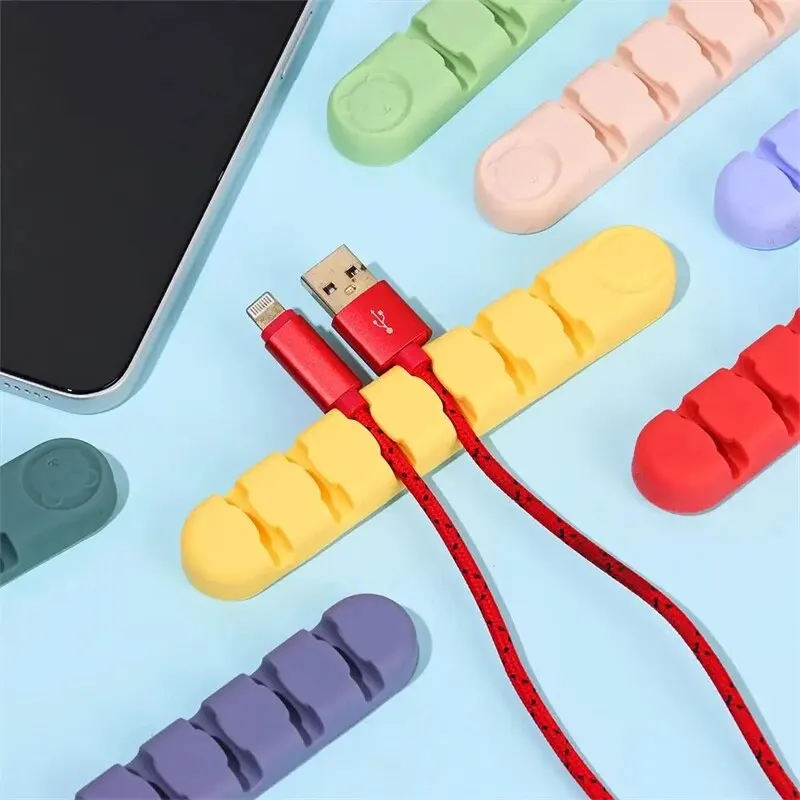 4/6 Wire Slot Cable Organizer Management Wire Holder USB Cable Winder Tidy Silicone Clips For Mouse Keyboard Earphone Protector