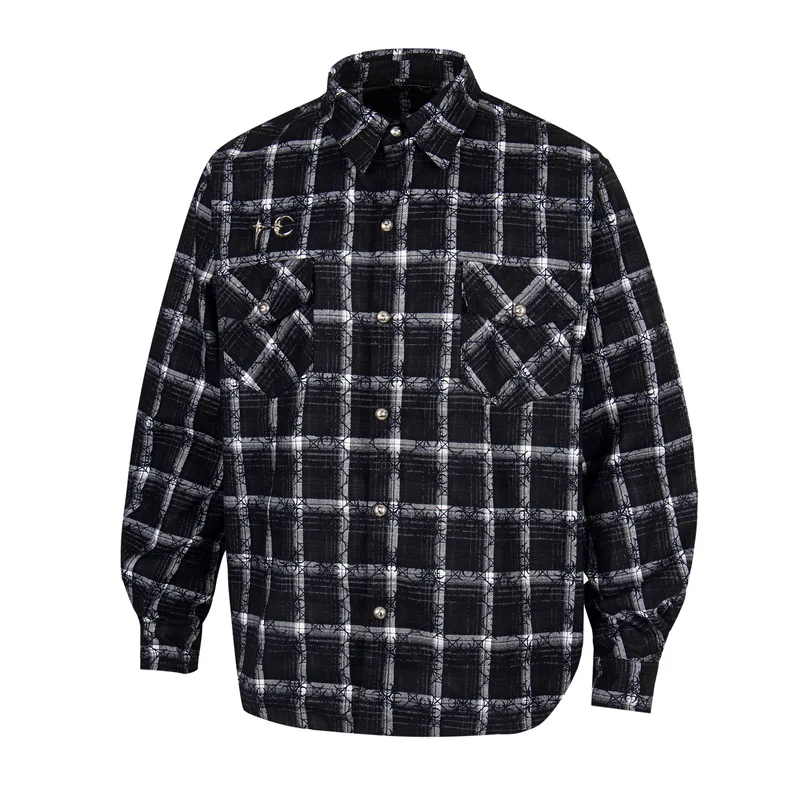 Thug Club 2026 New Street Hip-Hop Style All-Over Print Stars & Moon Unisex Long-Sleeve Plaid Shirt